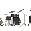 Acoustic Guitars Drum Set With Drumsticks Cymbals And Guitar Stand For Music