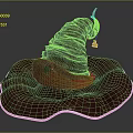 3D Rendered Spiral Decorative Structure On Textured Base Plate With Red Details