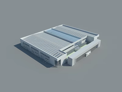 Modern Industrial Factory Building With Flat Roof And Skylight Exterior Design 3d model