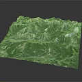 3D Terrain Model Displaying Mountain Ranges Valleys Green Vegetation And Natural Details