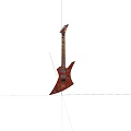 Red Painted Electric Guitar Musical Instrument with Artistic Design and Black Background