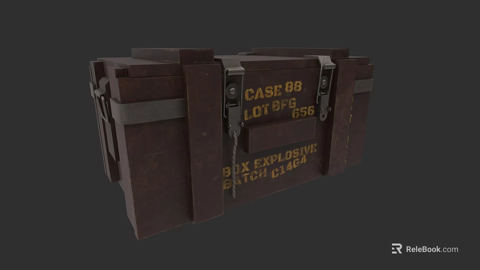 Vintage British 1944 Military Weapon Explosive Case 88 Storage Box 3d model