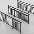 Set of Three Decorative Metal Railings With Ornate Balusters And Intricate Patterns