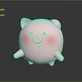 Cute Chubby Pink Cartoon Pig With Smiling Face Blush Cheeks Standing On Dark Background