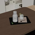 Refreshing Lime Mint Beverage in Glass on Wooden Table with Tray and Spoon