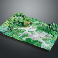 Lush Green Vegetation In 3D Terrain Model With Natural Landscape Elements 3d model