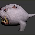 Fierce Game Movie Character 3D Dog Head With Sharp Teeth Red Eyes And Pink Skin