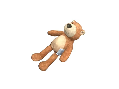 Brown Plush Teddy Bear Doll With Soft Material And Tag For Children 3d model