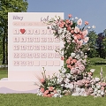 Outdoor lawn wedding calendar floral art beautiful wedding floral art arch welcome area photo area sign-in area display area wedding floral art 3d model