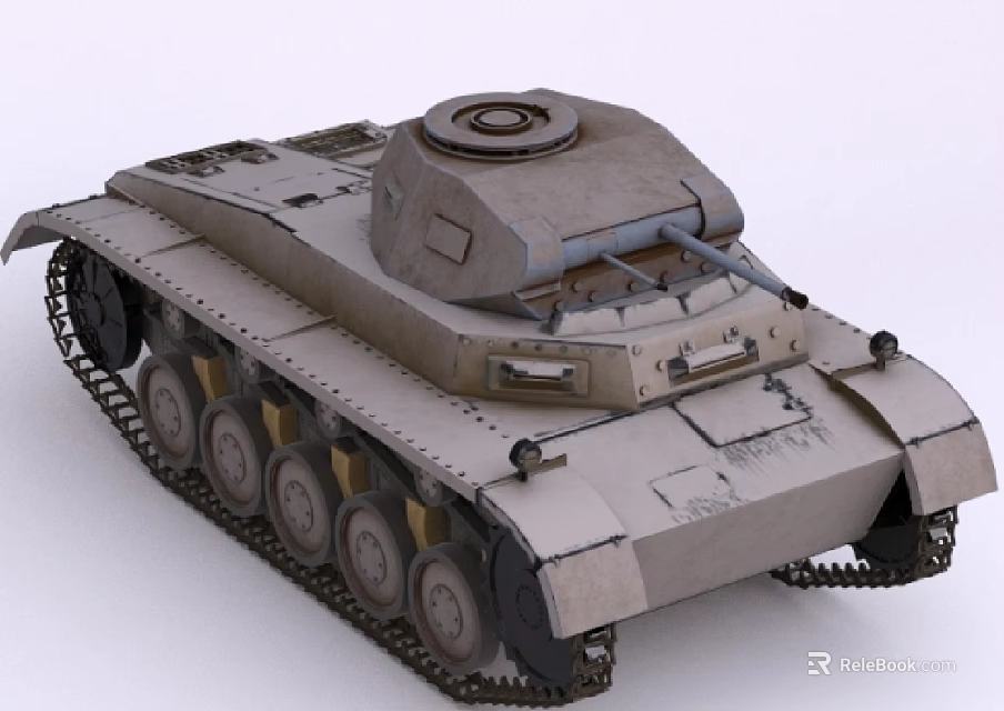 Vintage Military Tank With Armored Body Turret Track And Cannon Details 3d model