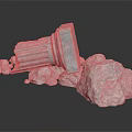 Ancient Collapsed Stone Column With Scattered Debris And Broken Rocks 3d model