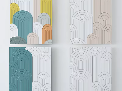 Abstract Wall Art Featuring Curved Patterns In Pastel Tones For Modern Decor 3d model