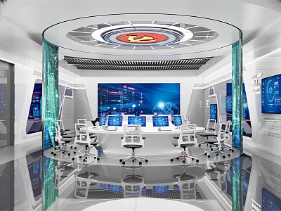 Modern Monitoring Room Science and Technology Exhibition Hall Command Room model