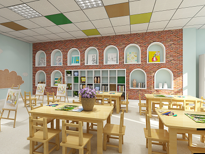 Nordic Kindergarten Art Ceramic Art Classroom 3d model