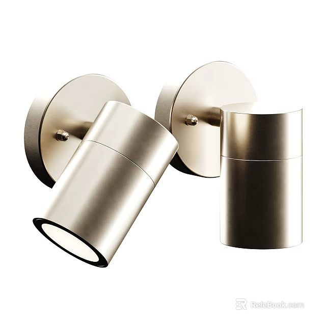 Modern Minimalist Wall Lamps with Metallic Cylindrical Body and Round Base 3d model 