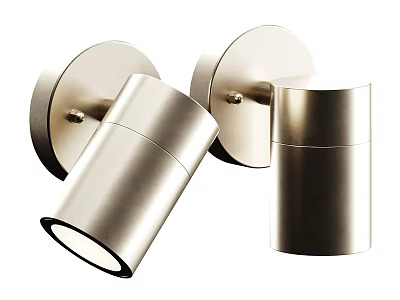 Modern Minimalist Wall Lamps with Metallic Cylindrical Body and Round Base 3d model