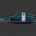 Futuristic Blue Spaceship Model With Geometric Design Transparent Windows And Metallic Texture