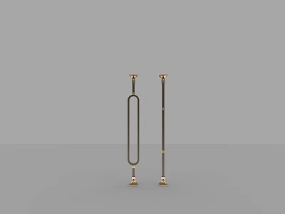 Modern Luxury Fence Structure Featuring Black Metal Pillars With Gold Decorative Details 3d model