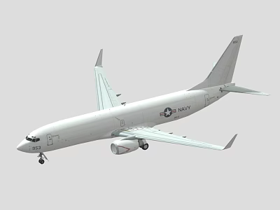 U.S. Navy White Aircraft Displaying Side View With Wings And Tail Section 3d model