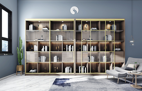 Light Luxury Bookcase 3d model