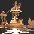 Festive Merry Christmas Gingerbread Carousel Photo Spot With Santa Decor And Candy Cane Accents