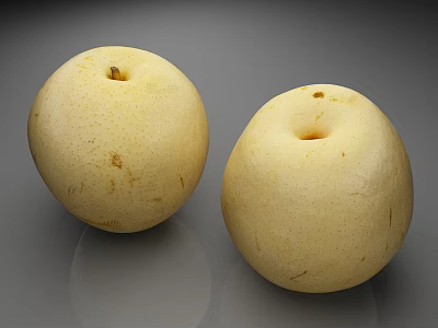Two Fresh Yellow Juicy Pears With Natural Spots On Smooth Surface 3d model