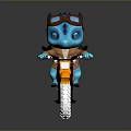 Cute Little Blue Baby Dragon With Goggles Riding Yellow Motorcycle