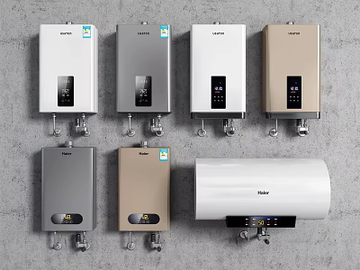 Modern Household Water Heaters With Wall Mounted Design And Various Colors 3d model