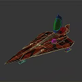 Futuristic Spaceship With Red And Black Camouflage Transparent Cockpit And Sleek Aerodynamic Design