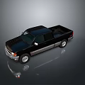 Black Classic Pickup Truck With Regular Cab Open Bed And Chrome Accents