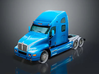 Blue Semi Truck With Shiny Exterior Modern Cab Design And Reflective Surface Front Grille 3d model