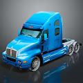 Blue Semi Truck With Shiny Exterior Modern Cab Design And Reflective Surface Front Grille
