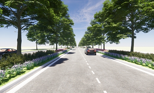 Modern Road Landscape 3d model