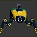 Yellow And Blue Mechanical Creature With Multi Legged Structure And Weapon Like Design 3d model
