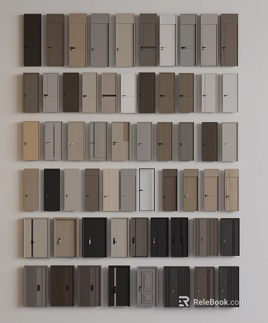 Various Modern Flush Doors With Different Colors And Diverse Design Styles 3d model