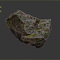 Natural Wood And Stone Decorative Piece With Irregular Shape Green Moss And Organic Surface Texture