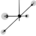 Modern Multi Arm Chandelier With Black Metal Frame And Circular Light Shades