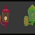 Classic Golden Wall Lamps Furniture With Glass Shades And Ornate Brass Design