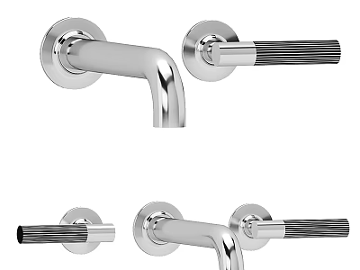 Modern Wall Mounted Chrome Bathroom Faucet With Single Handle Design 3d model