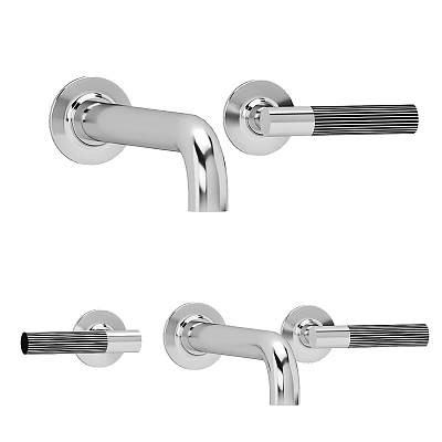 Modern Wall Mounted Chrome Bathroom Faucet With Single Handle Design 3d model