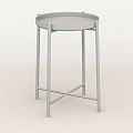 White Round Dining Table With Metal Frame And Simple Circular Surface Design 3d model