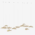 Elegant Modern Leaf Shaped Translucent Glass Chandeliers With Metal Hanging Design 3d model