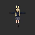 Back View Of Woman With Long Blonde Hair And Rabbit Ears In School Uniform