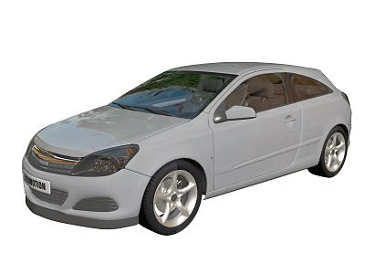 Silver Two Door Hatchback Car With Alloy Wheels 3d model