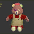 Cute Teddy Bear Shaped Kids Chair With Red And Beige Design And Grey Hair Details