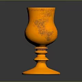 Orange Shiny Glass Cup With Decorative Layered Base For Household Daily Use