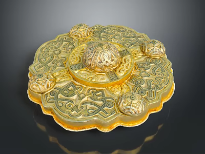 Golden Ornamental Clothing Accessory With Intricate Floral Patterns And Detailed Engravings 3d model