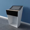 Functional Desk With White And Black Design Featuring Touchscreen Display On Top 3d model