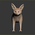 Realistic 3D Fox Model with Light Brown Fur Large Ears and Long Tail