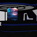 Futuristic Bar Interior Featuring Neon Lights Mirrored Walls And Modern Bar Counter